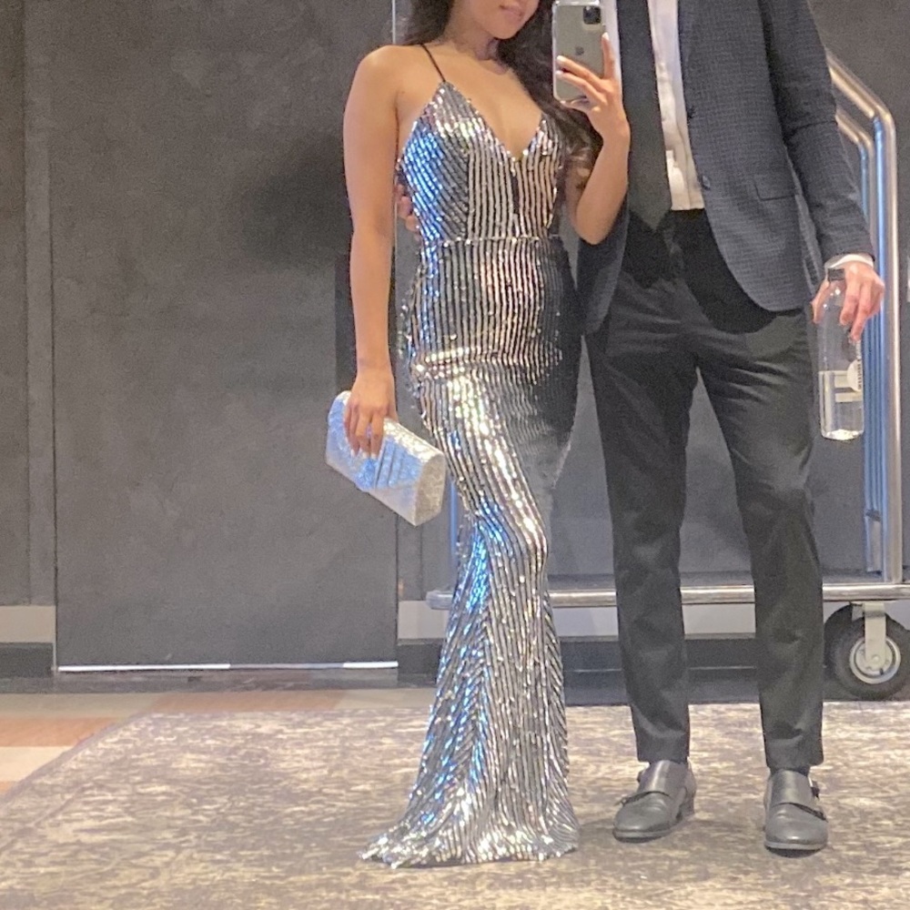 Silver Sequin Long Dress/Gown